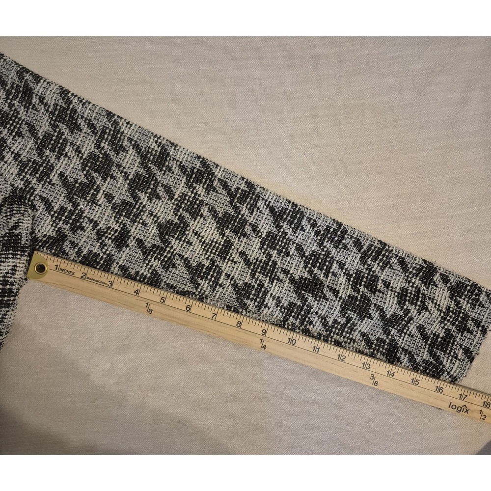 Women's L Tweed Houndstooth Longline Blazer Coatigan Dark Academia Quiet Luxury - Picture 5 of 8